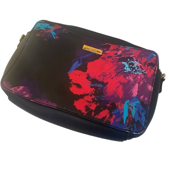 Trina Turk Black Multi-Colored Floral Crossbody w/ Detachable Handle. - Picture 3 of 12